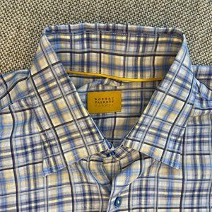 Robert Talbott Carmel Lightweight Blue Plaid Shirt Large